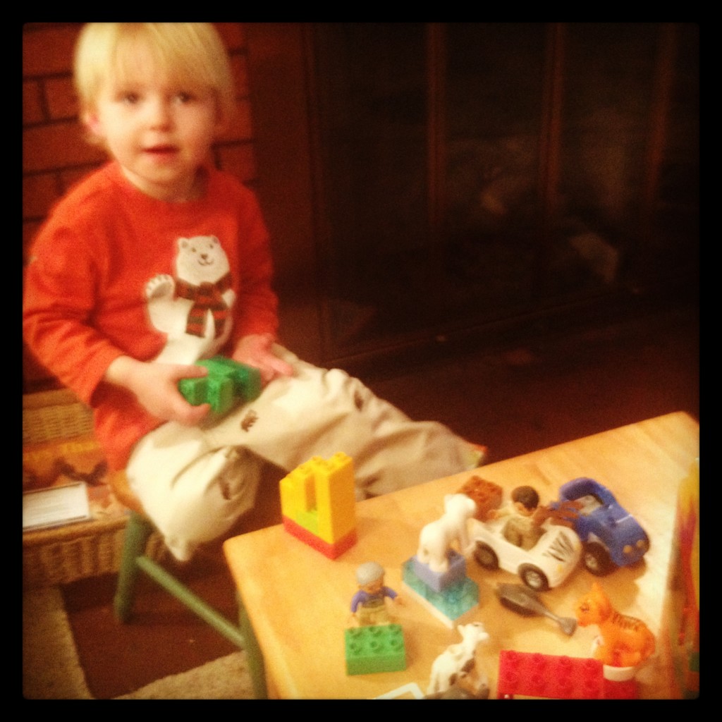 Playing with our Duplos on Thanksgiving